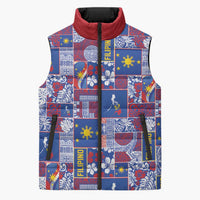 Filipino Maligayang Pasko Sleeveless Puffer Jacket Pacific Patchwork Xmas Vibes - Polynesian Pride