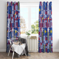 Filipino Maligayang Pasko Window Curtain Pacific Patchwork Xmas Vibes - Polynesian Pride