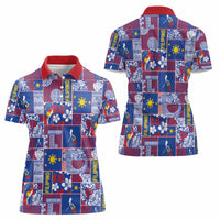Filipino Maligayang Pasko Women Polo Shirt Pacific Patchwork Xmas Vibes - Polynesian Pride