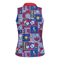 Filipino Maligayang Pasko Women Sleeveless Polo Shirt Pacific Patchwork Xmas Vibes - Polynesian Pride