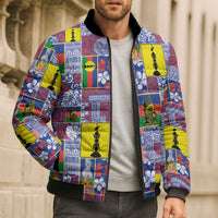 New Caledonia Joyeux Noel Bomber Puffer Jacket Pacific Patchwork Xmas Vibes - Polynesian Pride