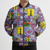 New Caledonia Joyeux Noel Bomber Puffer Jacket Pacific Patchwork Xmas Vibes - Polynesian Pride