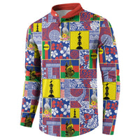 New Caledonia Joyeux Noel Button Sweatshirt Pacific Patchwork Xmas Vibes - Polynesian Pride