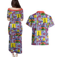 New Caledonia Joyeux Noel Couples Matching Puletasi and Hawaiian Shirt Pacific Patchwork Xmas Vibes - Polynesian Pride