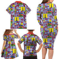 New Caledonia Joyeux Noel Family Matching Long Sleeve Bodycon Dress and Hawaiian Shirt Pacific Patchwork Xmas Vibes LT9 - Polynesian Pride
