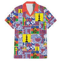 New Caledonia Joyeux Noel Family Matching Long Sleeve Bodycon Dress and Hawaiian Shirt Pacific Patchwork Xmas Vibes LT9 Dad's Shirt - Short Sleeve Blue - Polynesian Pride