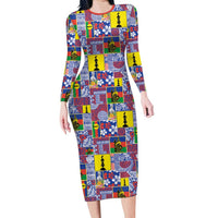 New Caledonia Joyeux Noel Family Matching Long Sleeve Bodycon Dress and Hawaiian Shirt Pacific Patchwork Xmas Vibes - Polynesian Pride