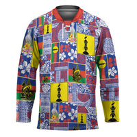 New Caledonia Joyeux Noel Hockey Jersey Pacific Patchwork Xmas Vibes - Polynesian Pride