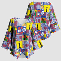 New Caledonia Joyeux Noel Kimono Sleeve Blouse Pacific Patchwork Xmas Vibes - Polynesian Pride