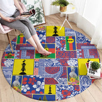New Caledonia Joyeux Noel Round Carpet Pacific Patchwork Xmas Vibes - Polynesian Pride