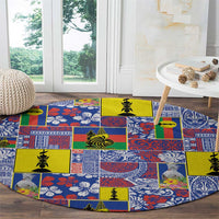 New Caledonia Joyeux Noel Round Carpet Pacific Patchwork Xmas Vibes - Polynesian Pride