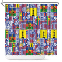 New Caledonia Joyeux Noel Shower Curtain Pacific Patchwork Xmas Vibes - Polynesian Pride