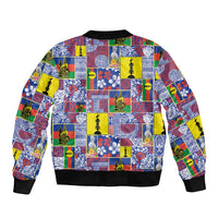 New Caledonia Joyeux Noel Sleeve Zip Bomber Jacket Pacific Patchwork Xmas Vibes - Polynesian Pride