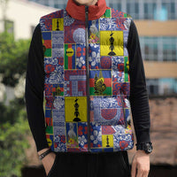 New Caledonia Joyeux Noel Sleeveless Puffer Jacket Pacific Patchwork Xmas Vibes - Polynesian Pride