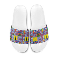 New Caledonia Joyeux Noel Slide Sandals Pacific Patchwork Xmas Vibes - Polynesian Pride