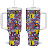 New Caledonia Joyeux Noel Tumbler With Handle Pacific Patchwork Xmas Vibes - Polynesian Pride