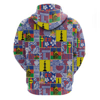 New Caledonia Joyeux Noel Zip Hoodie Pacific Patchwork Xmas Vibes - Polynesian Pride