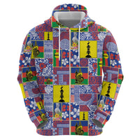 New Caledonia Joyeux Noel Zip Hoodie Pacific Patchwork Xmas Vibes - Polynesian Pride