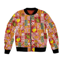 Niue Monuina e Kilisimasi Bomber Jacket Pacific Patchwork Xmas Vibes - Polynesian Pride