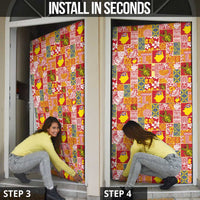 Niue Monuina e Kilisimasi Door Cover Pacific Patchwork Xmas Vibes - Polynesian Pride