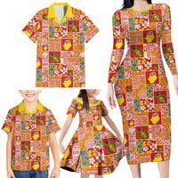 Niue Monuina e Kilisimasi Family Matching Long Sleeve Bodycon Dress and Hawaiian Shirt Pacific Patchwork Xmas Vibes LT9 - Polynesian Pride