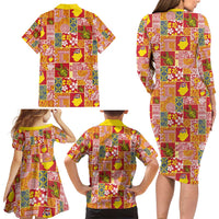Niue Monuina e Kilisimasi Family Matching Long Sleeve Bodycon Dress and Hawaiian Shirt Pacific Patchwork Xmas Vibes - Polynesian Pride