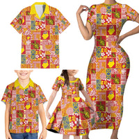Niue Monuina e Kilisimasi Family Matching Short Sleeve Bodycon Dress and Hawaiian Shirt Pacific Patchwork Xmas Vibes - Polynesian Pride