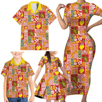 Niue Monuina e Kilisimasi Family Matching Short Sleeve Bodycon Dress and Hawaiian Shirt Pacific Patchwork Xmas Vibes LT9 - Polynesian Pride