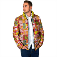 Niue Monuina e Kilisimasi Padded Jacket Pacific Patchwork Xmas Vibes - Polynesian Pride