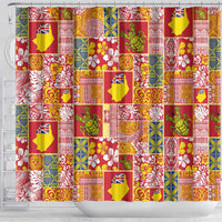 Niue Monuina e Kilisimasi Shower Curtain Pacific Patchwork Xmas Vibes - Polynesian Pride