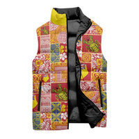 Niue Monuina e Kilisimasi Sleeveless Puffer Jacket Pacific Patchwork Xmas Vibes - Polynesian Pride