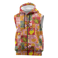 Niue Monuina e Kilisimasi Sleeveless Zip Hoodie Pacific Patchwork Xmas Vibes - Polynesian Pride