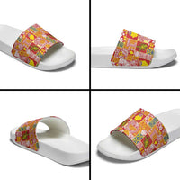 Niue Monuina e Kilisimasi Slide Sandals Pacific Patchwork Xmas Vibes - Polynesian Pride