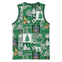 Norfolk Island Meri Krismas Basketball Jersey Pacific Patchwork Xmas Vibes - Polynesian Pride