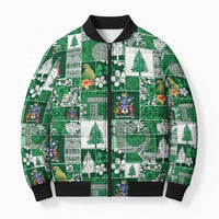Norfolk Island Meri Krismas Bomber Puffer Jacket Pacific Patchwork Xmas Vibes - Polynesian Pride