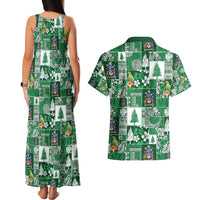 Norfolk Island Meri Krismas Couples Matching Tank Maxi Dress and Hawaiian Shirt Pacific Patchwork Xmas Vibes - Polynesian Pride