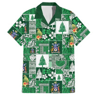 Norfolk Island Meri Krismas Family Matching Long Sleeve Bodycon Dress and Hawaiian Shirt Pacific Patchwork Xmas Vibes LT9 Dad's Shirt - Short Sleeve Green - Polynesian Pride