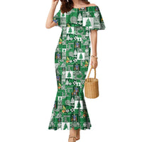 Norfolk Island Meri Krismas Family Matching Mermaid Dress and Hawaiian Shirt Pacific Patchwork Xmas Vibes LT9 Mom's Dress Green - Polynesian Pride
