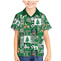 Norfolk Island Meri Krismas Family Matching Mermaid Dress and Hawaiian Shirt Pacific Patchwork Xmas Vibes LT9 Son's Shirt Green - Polynesian Pride