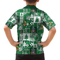 Norfolk Island Meri Krismas Family Matching Off The Shoulder Long Sleeve Dress and Hawaiian Shirt Pacific Patchwork Xmas Vibes LT9 - Polynesian Pride