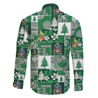 Norfolk Island Meri Krismas Family Matching Off The Shoulder Long Sleeve Dress and Hawaiian Shirt Pacific Patchwork Xmas Vibes - Polynesian Pride