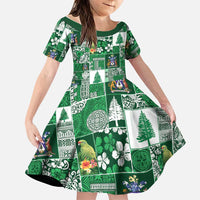 Norfolk Island Meri Krismas Family Matching Off Shoulder Maxi Dress and Hawaiian Shirt Pacific Patchwork Xmas Vibes - Polynesian Pride