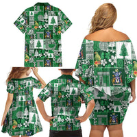 Norfolk Island Meri Krismas Family Matching Off Shoulder Short Dress and Hawaiian Shirt Pacific Patchwork Xmas Vibes LT9 - Polynesian Pride