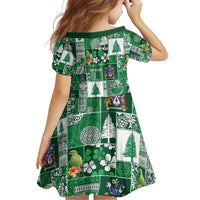 Norfolk Island Meri Krismas Family Matching Short Sleeve Bodycon Dress and Hawaiian Shirt Pacific Patchwork Xmas Vibes - Polynesian Pride