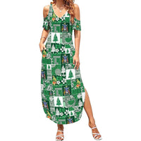 Norfolk Island Meri Krismas Family Matching Summer Maxi Dress and Hawaiian Shirt Pacific Patchwork Xmas Vibes - Polynesian Pride