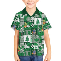 Norfolk Island Meri Krismas Family Matching Tank Maxi Dress and Hawaiian Shirt Pacific Patchwork Xmas Vibes LT9 Son's Shirt Green - Polynesian Pride