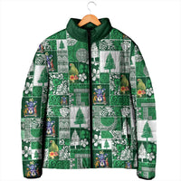 Norfolk Island Meri Krismas Padded Jacket Pacific Patchwork Xmas Vibes - Polynesian Pride
