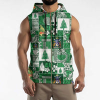 Norfolk Island Meri Krismas Sleeveless Zip Hoodie Pacific Patchwork Xmas Vibes - Polynesian Pride