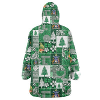 Norfolk Island Meri Krismas Wearable Blanket Hoodie Pacific Patchwork Xmas Vibes - Polynesian Pride