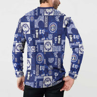 Northern Mariana Islands Magof Nochebuena Button Sweatshirt Pacific Patchwork Xmas Vibes - Polynesian Pride